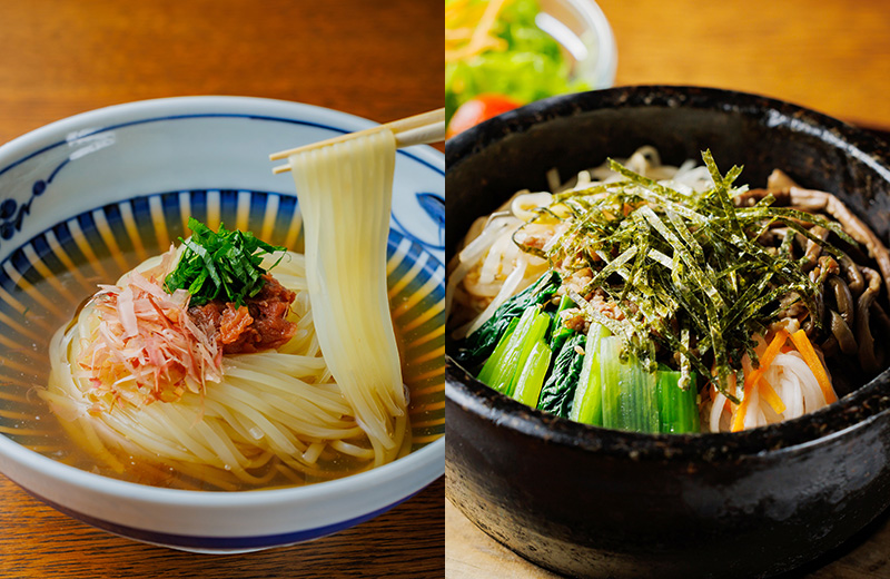 コシのある冷麺と香ばしく焼けた石焼ビビンバ